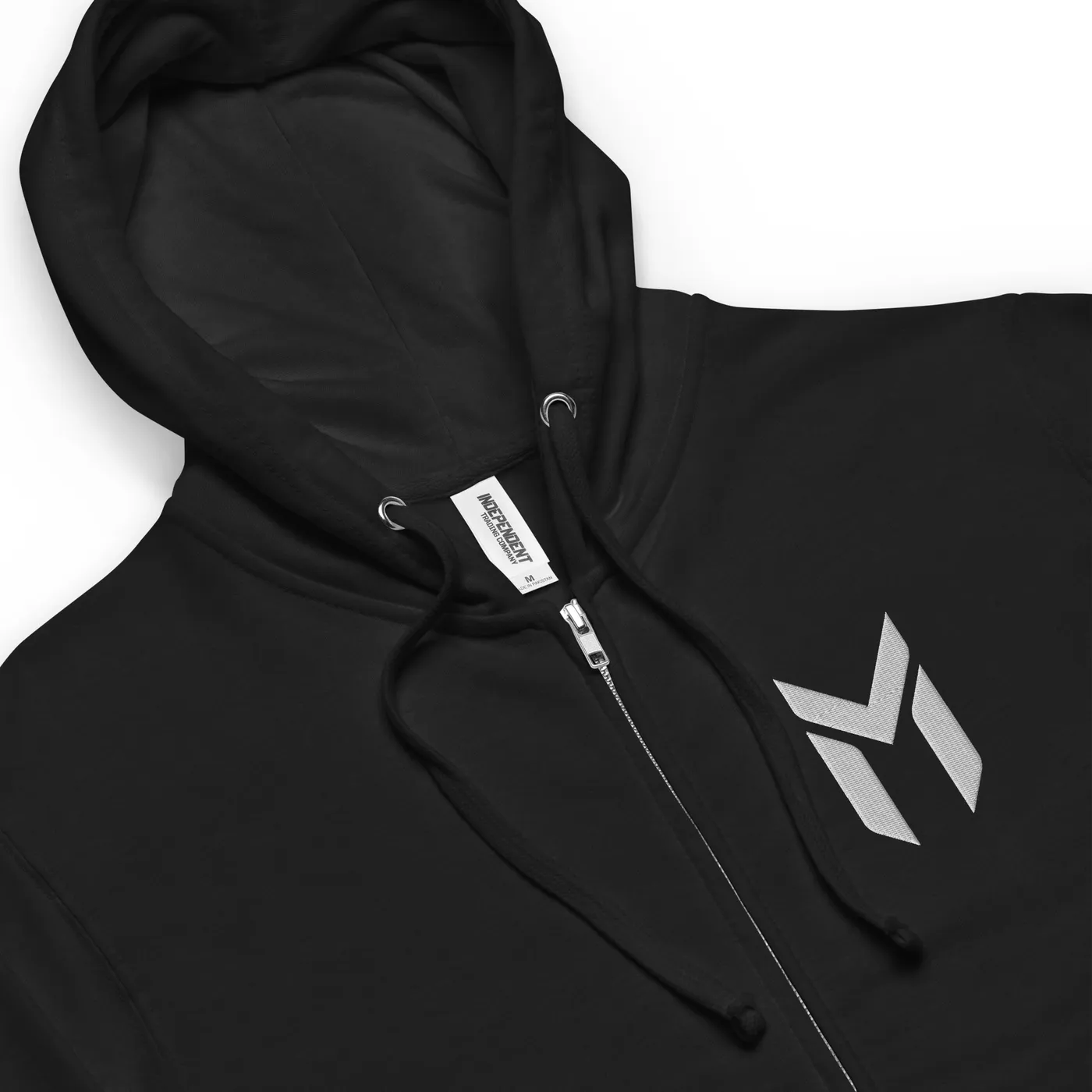 FLEECE HOODIE, EMBLEM, BLACK
