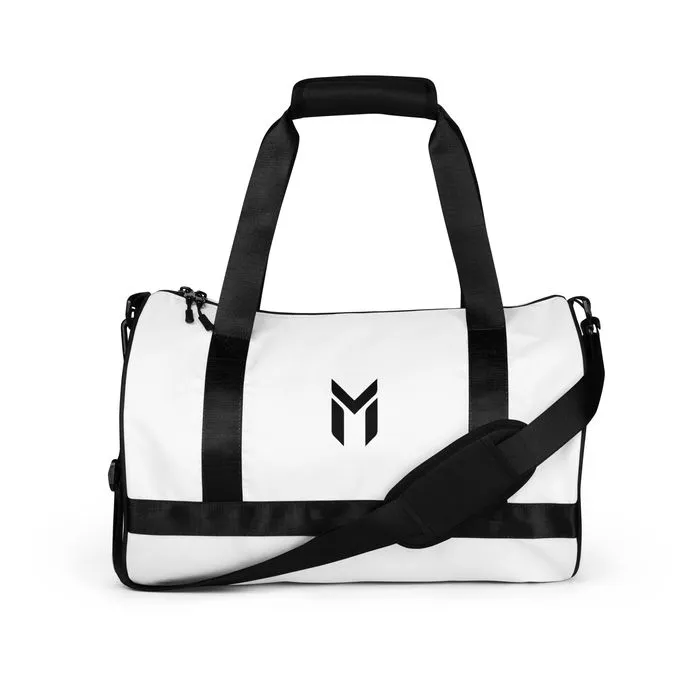 GYM BAG, EMBLEM, WHITE