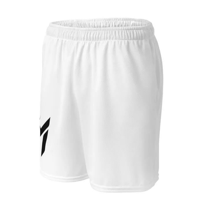 GYM SHORTS, EMBLEM, WHITE