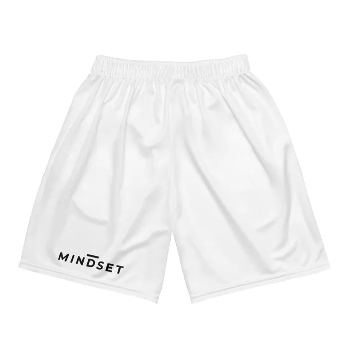 GYM SHORTS, EMBLEM, WHITE