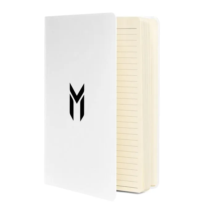 HARDCOVER NOTEBOOK, EMBLEM, WHITE