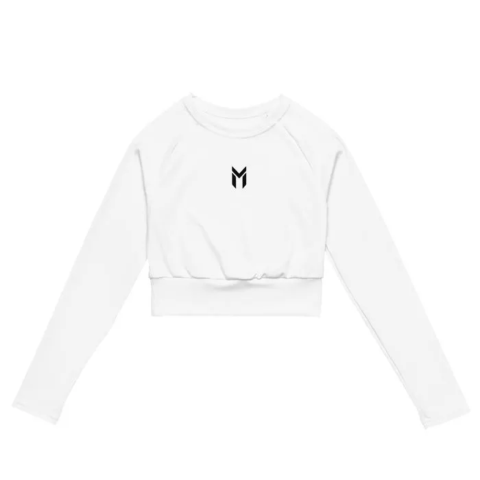 LONG SLEEVE CROP, EMBLEM, WHITE
