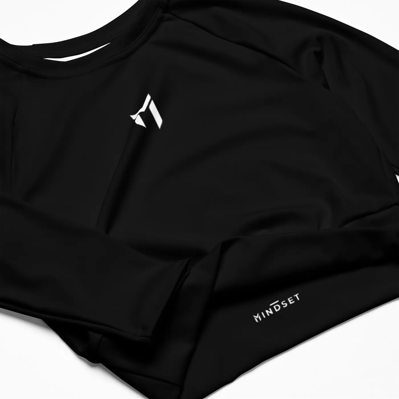 LONG SLEEVE CROP, EMBLEM, BLACK