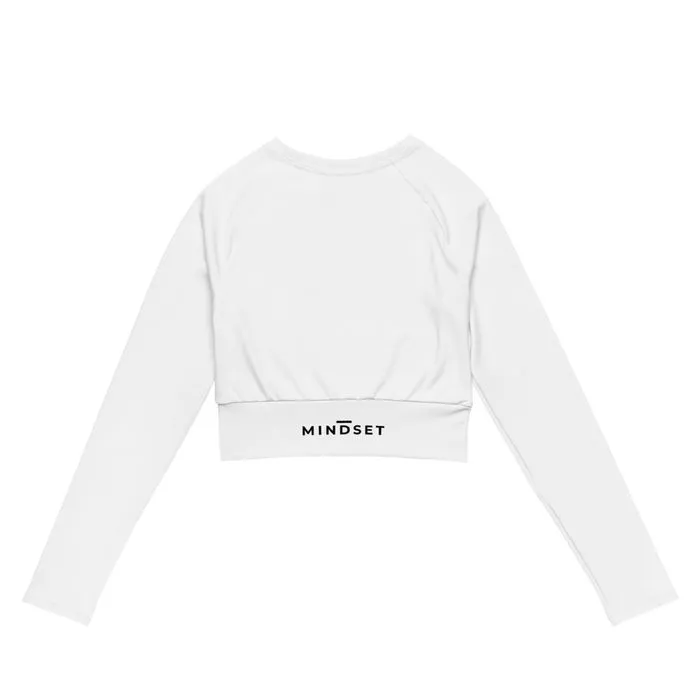 LONG SLEEVE CROP, EMBLEM, WHITE