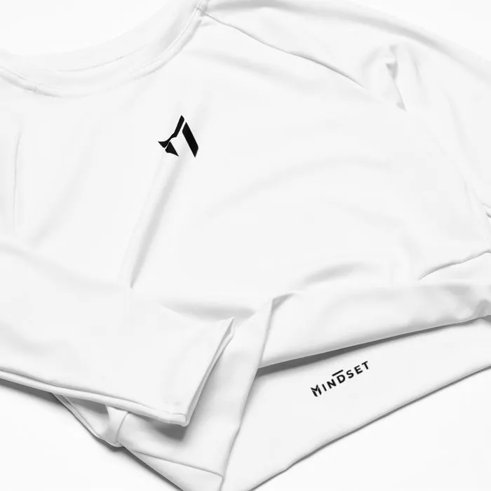 LONG SLEEVE CROP, EMBLEM, WHITE