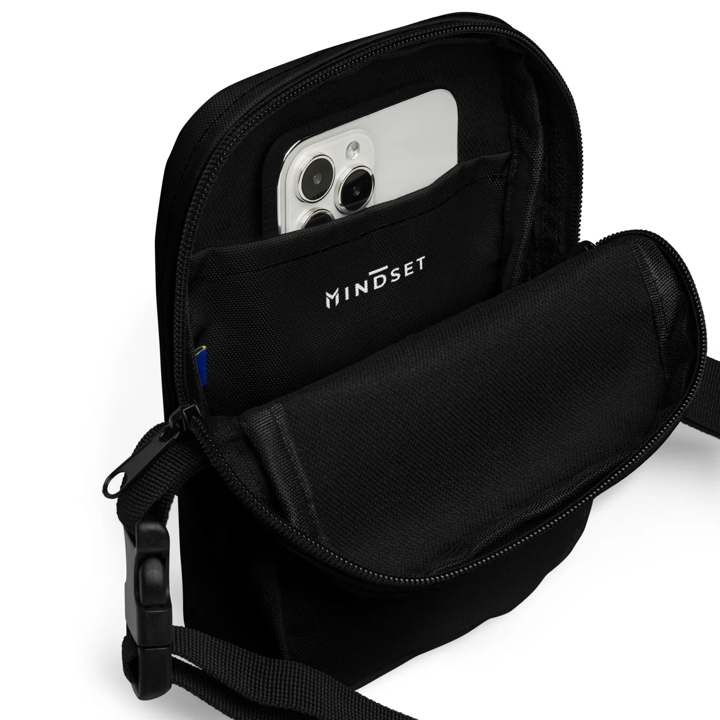 SHOULDER BAG, EMBLEM, BLACK