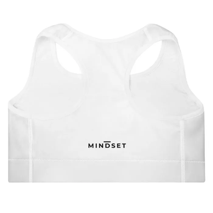 PADDED TRAINING BRA, EMBLEM, WHITE