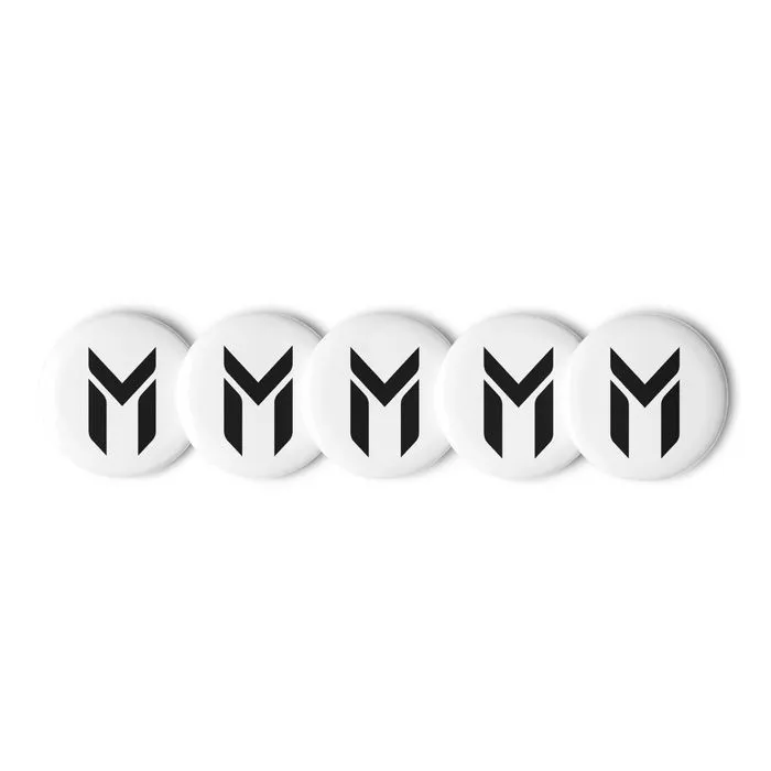 PIN BUTTONS, EMBLEM, WHITE