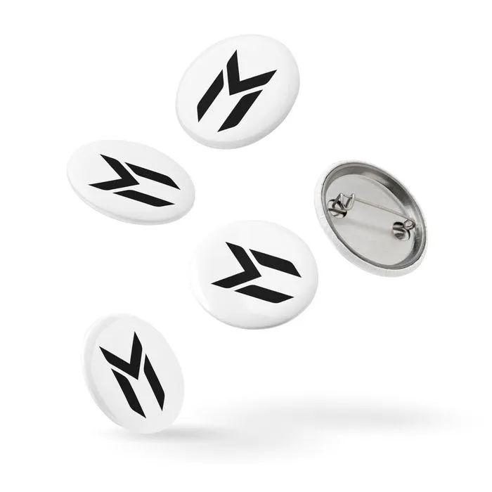 PIN BUTTONS, EMBLEM, WHITE