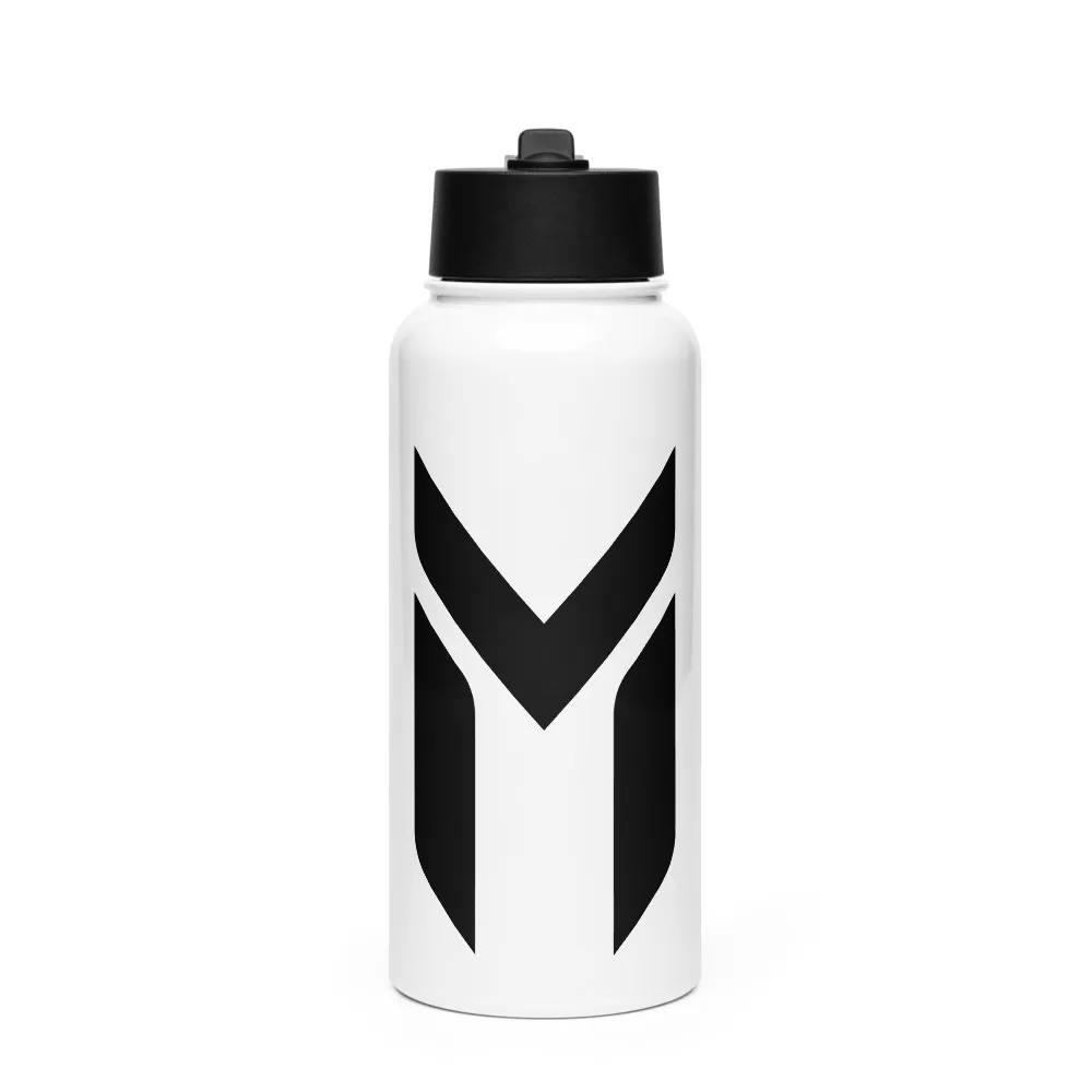 WATER BOTTLE, EMBLEM, WHITE