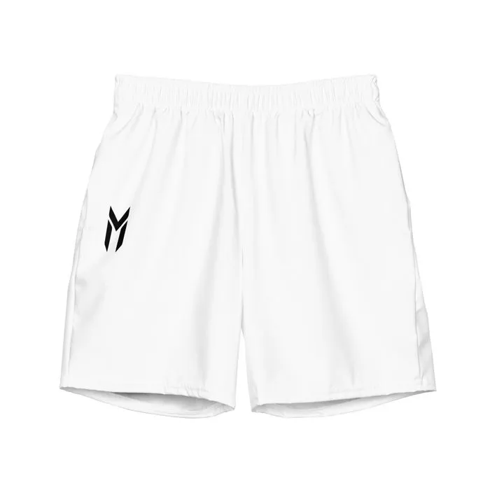 SWIM TRUNKS, EMBLEM, WHITE