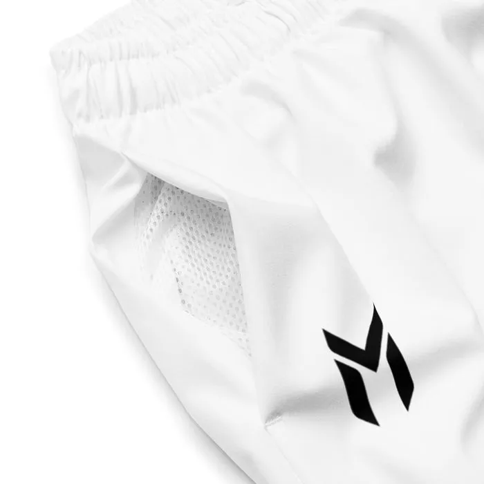 SWIM TRUNKS, EMBLEM, WHITE