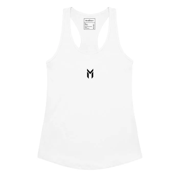 RACERBACK TANK, EMBLEM, WHITE